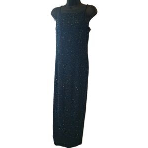 Jump Apperal Rhinestone Square Neck Spaghetti Strap Zip Up Back Long Dress 9/10